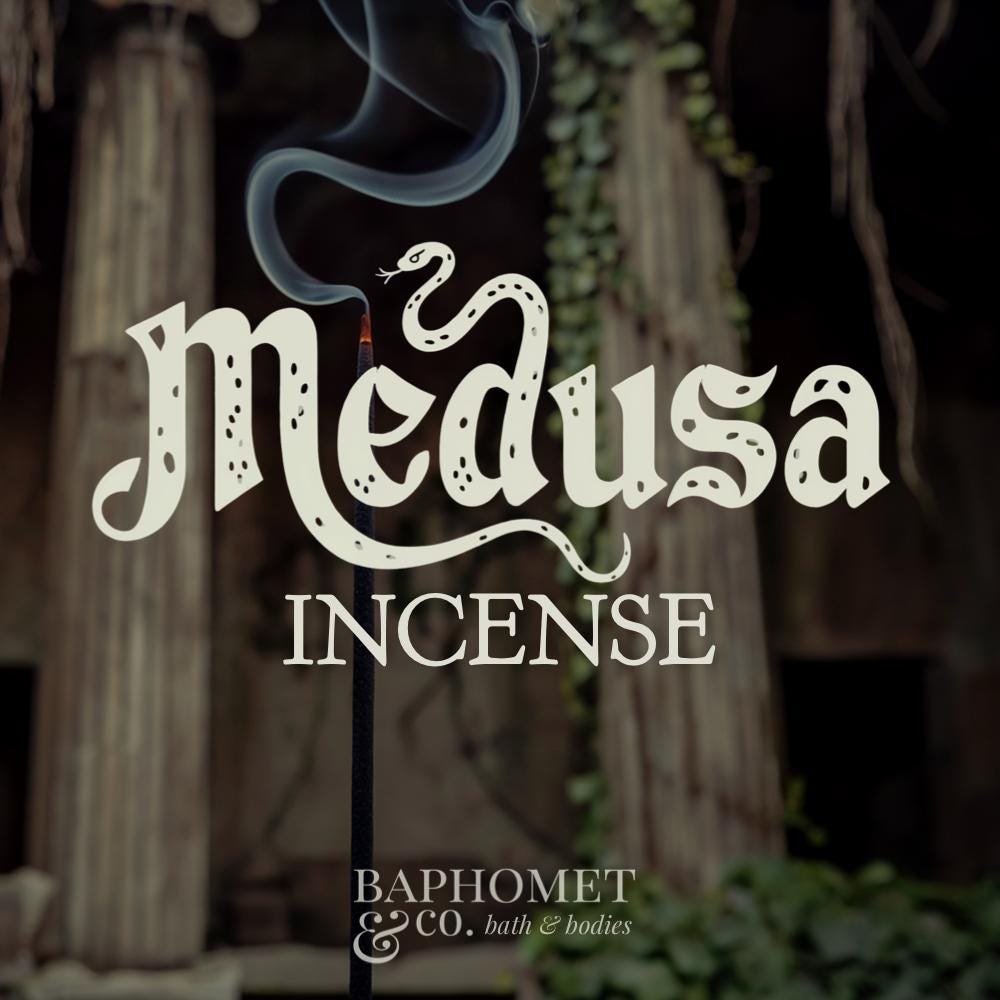 medusa incense sticks | musky rose muguet scent | gothic ritual eerie witchy halloween fragrance