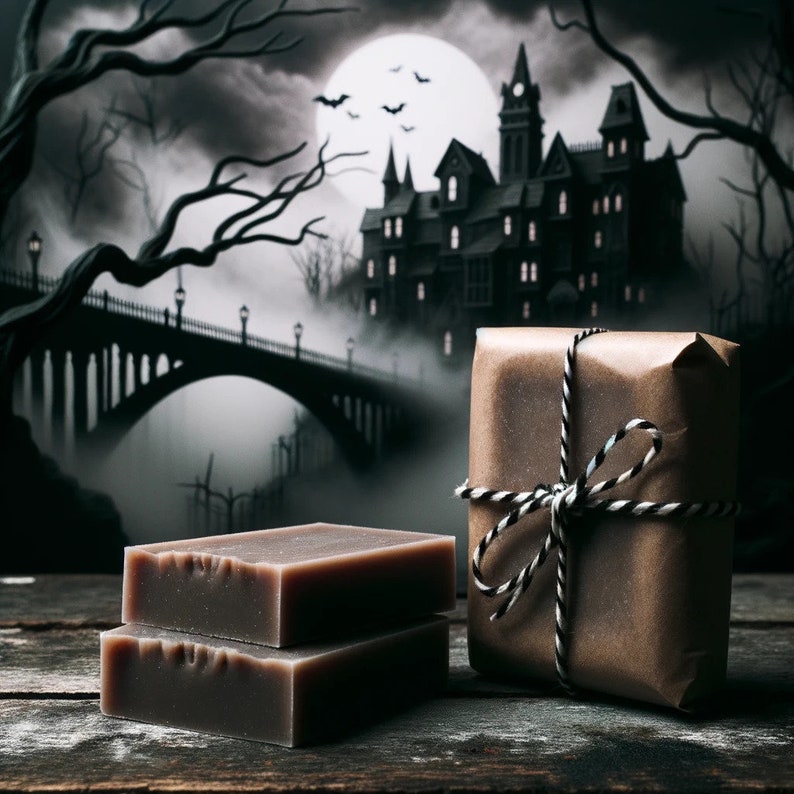 ichabod soap bar sleepy hollow blend / artisanal vegan soap / horror & macabre / gothic goth halloween morbid terror tim burton gift image 2