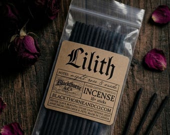Lilith incense sticks | night rose & suede | 10+ hand-dipped charcoal sticks | vegan gothic ritual incense