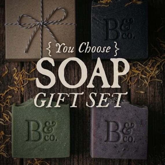 Gothic Horror-themed vegan soap set with 92 favorites — dark apothecary aesthetic done with real craft and a distinct personality that stands out hard from the pastel spa crowd.
