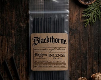 Varitas de incienso Blackthorne / Flores nocturnas ámbar / Más de 10 varitas de carbón vegetal hechas a mano / Incienso ritual gótico vegano