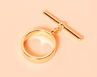 T-Bar Charm Ring Gold, Lilac or Pink