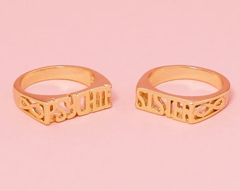 Psychic Sister Ring Pair Gold