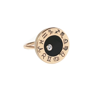 Zodiac Birthstone Disc Rings Gold and Black