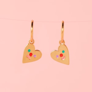 Happy Sad Heart Hoop Earrings