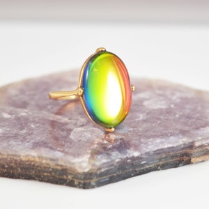 Regenbogen Kristall Cocktail Ring Gold