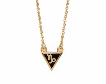 Zodiac Triangle Necklace Gold and Black