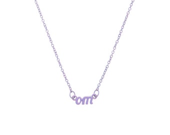 Om Word Necklace Gold or Lilac Iridescent