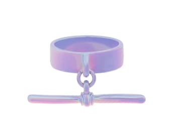 T-Bar Charm Ring in Lilac or Pink Iridescent Plating