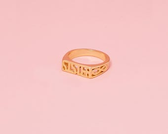 Gold Plated Sister Ring with Infinity Detail