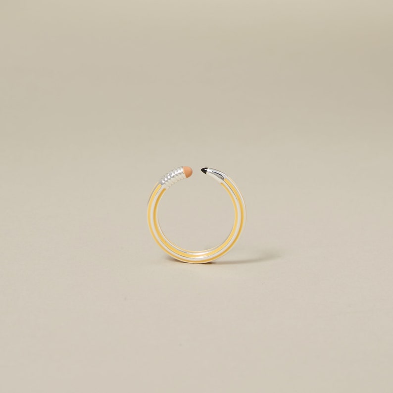 Pencil Ring Yellow And Silver image 2