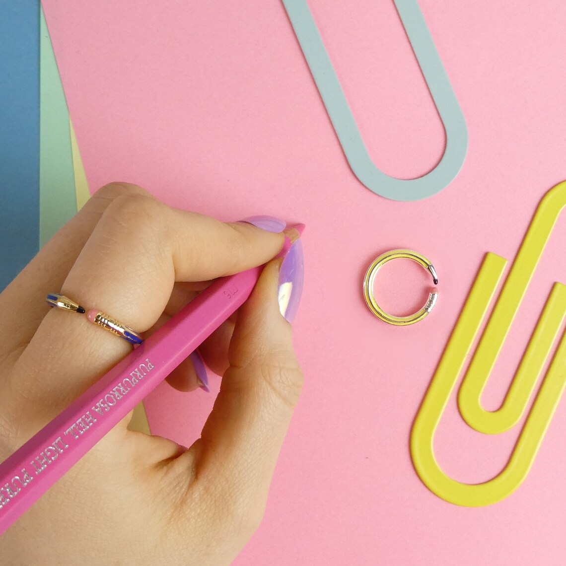 Pencil Ring Yellow and Silver - Etsy UK