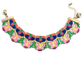 Multi-coloured Faces Bracelet Gold and Enamel