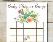 Cactus baby shower bingo game, Greenery Baby shower Game, Bingo cards, Succulent shower activity, Printable Instant download, P13