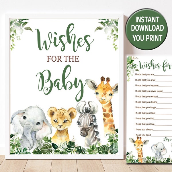 Safari Baby Shower wishes for baby game, jungle baby shower, animal baby shower games advice for the baby game, , Matches Invitation P155