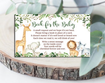 Safari Book for Baby Shower insert card, Jungle animals Baby card insert, invitation insert, Printable INSTANT DOWNLOAD P124