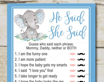 Giochi Per Baby Shower – 2 Giochi In 1: 'Chi Conosce Meglio La Mamma?' E 'Previsioni Sul Bambino' – Tema Elefante E Chevron (10 Pezzi Ciascuno) - 3