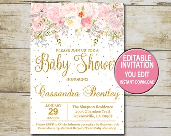 girl baby shower invitations etsy