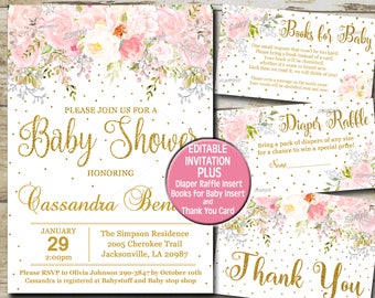 baby shower invitation girl etsy