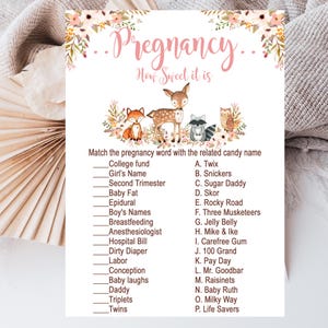 Woodland Baby-Dusche-Spiel, wie süß es ist Spiel, Mädchen Waldtiere Baby-Dusche, Candy Bar Spiel, Printable Instant Download P01A