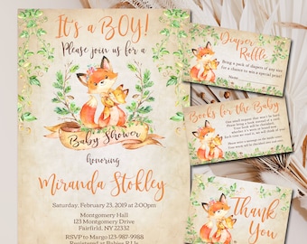 Shower Invitations Fox Baby Shower Ideas Boho Woodland Fox Baby