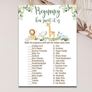 Baby Shower de safari para embarazadas, Qué dulce es el juego Verde Género neutro Niño o niña Animales de la jungla Descarga instantánea imprimible P124