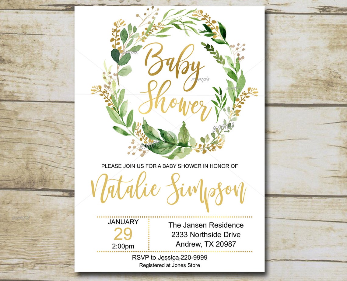 Printable Greenery Baby Shower Invitation Editable Template | Etsy