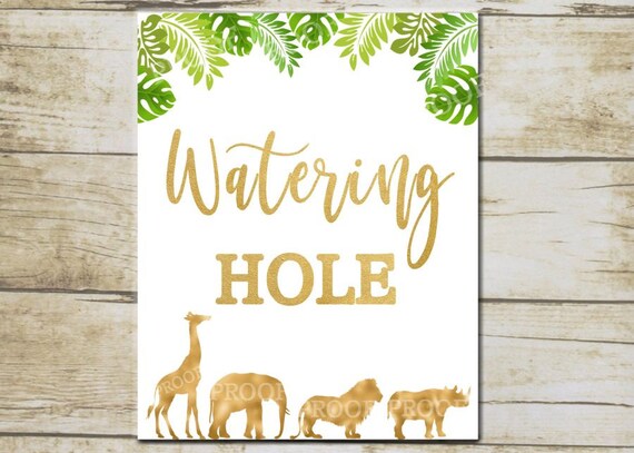 Gold Safari Watering Hole Sign Jungle Drink Station Sign Etsy Gold Safari Watering Hole Sign Jungle Drink Station Sign Etsy