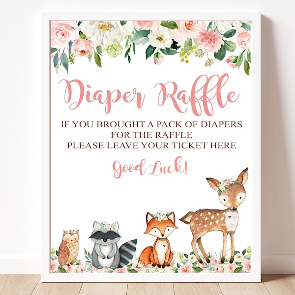 Woodland Girl Diaper Raffle Box Etsy