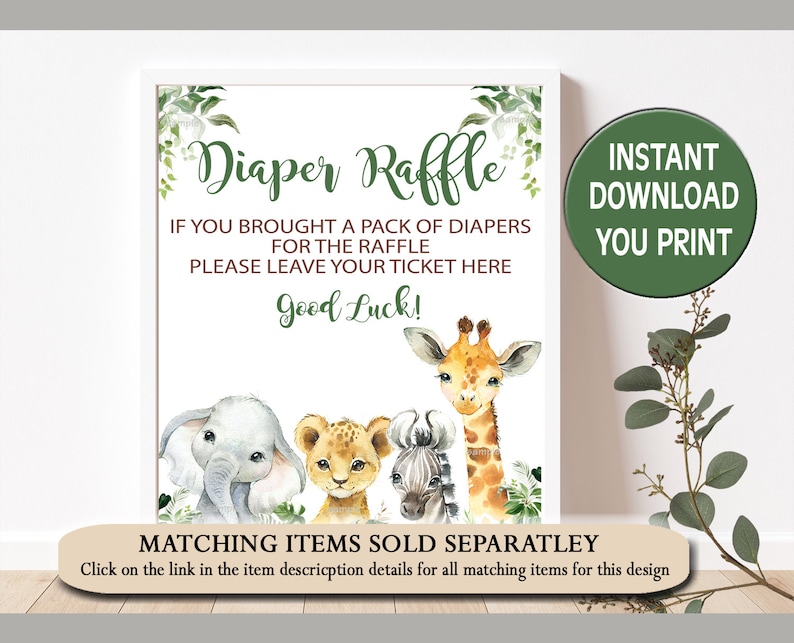 Safari Baby Shower Signs 6 Printable Jungle Table Signs Oh Etsy