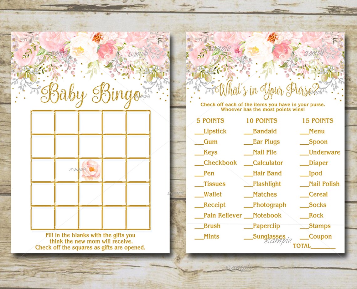 Pink &amp; Gold Baby Shower Game Package 8 Printable Games Girl | Etsy
