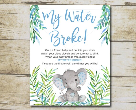 Elephant Baby Shower My Water Broke Game safari baby shower | Etsy Elephant Baby Shower My Water Broke Game safari baby shower | Etsy