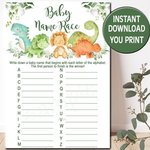 Dinosaur Baby Shower Game, Dinosaur Baby Shower, Dinosaur Baby Name Race Game, Dinosaur Baby Shower Games, Baby Shower Boy P157