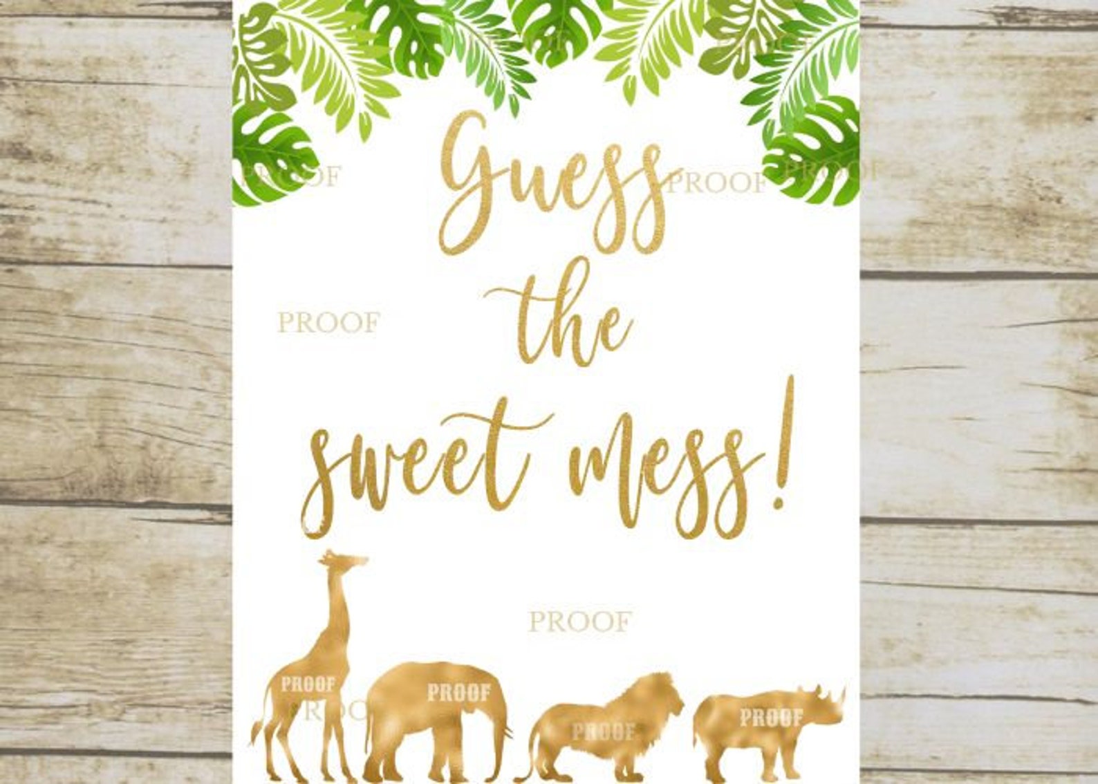 Gold Safari Baby Shower Game Guess the Sweet Mess Jungle Baby - Etsy