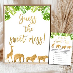 Gold Safari Baby Shower game Guess the Sweet Mess, Jungle Baby Shower Game - Gold Safari Baby Shower Sweet Mess INSTANT DOWNLOAD  P33