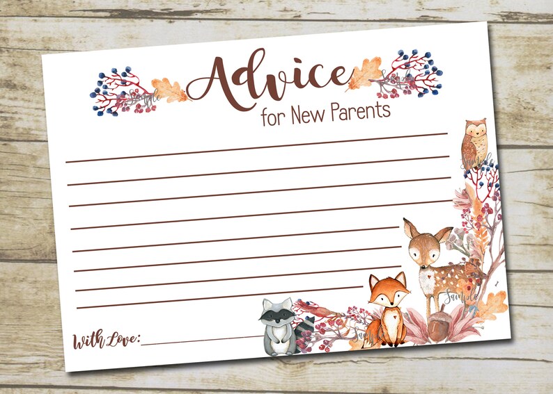 woodland-advice-for-parents-card-printable-parents-advice-etsy