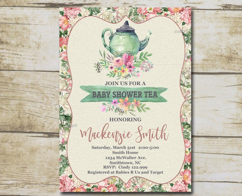 Baby Shower Tea Party Invitation Template Editable You Edit Etsy