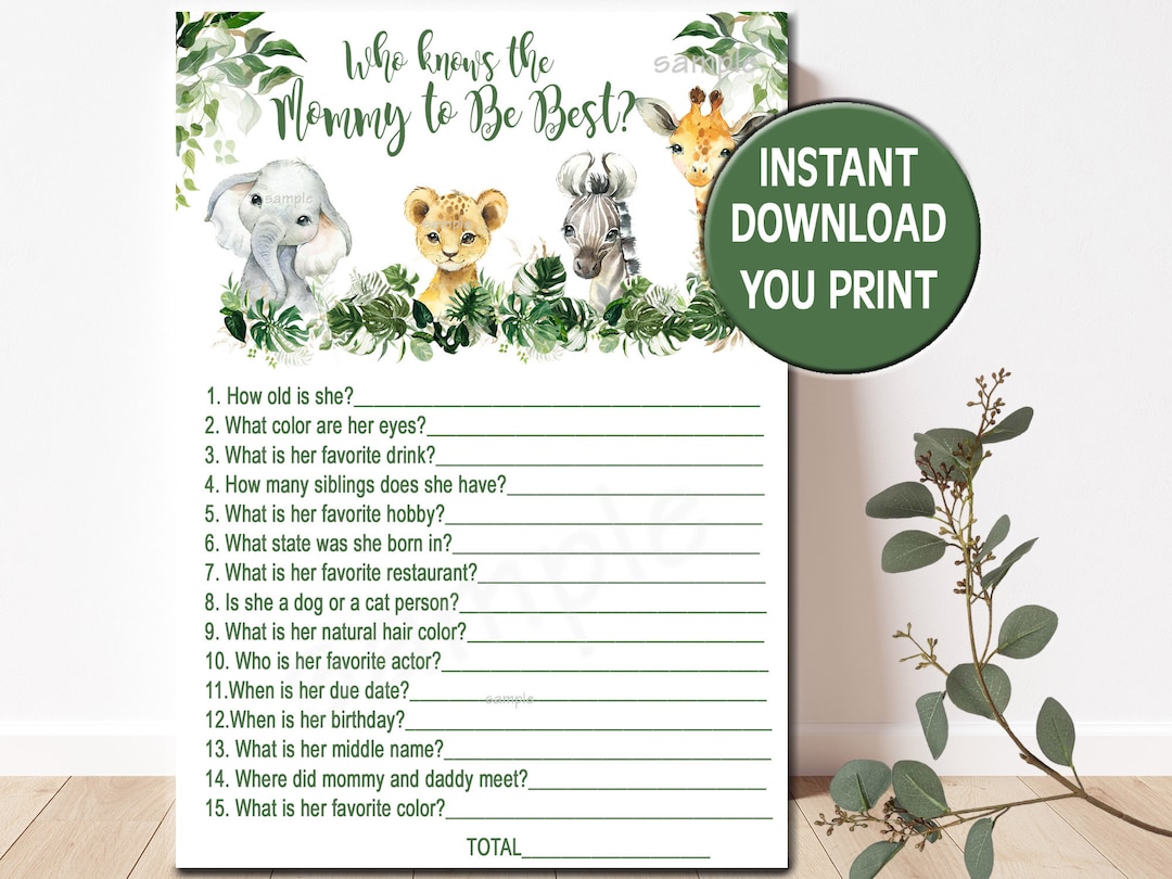 Baby Shower Game Would Mummy Rather in Baby Safari Theme 10 - 40