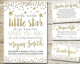 Twinkle Twinkle Baby Shower Invitation template, Twinkle Books for Baby, Twinkle Diaper Raffle, Twinkle Thank You Card, INSTANT Invite  P66