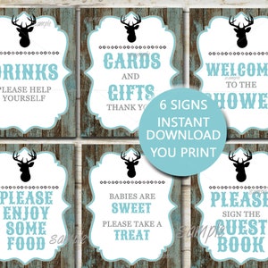 Oh Deer Baby Shower Signs, Boy Little Buck Rustic Woodland Baby Shower Guest Book Welcome, Drinks, Food, Gifts & Treats P62
