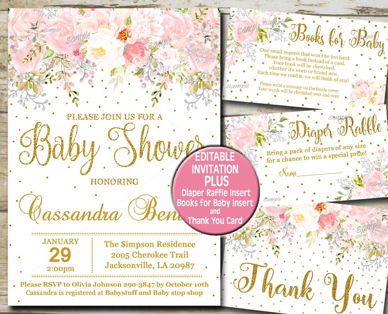 Gold Confetti Baby Shower Package baby shower invitation girl Etsy