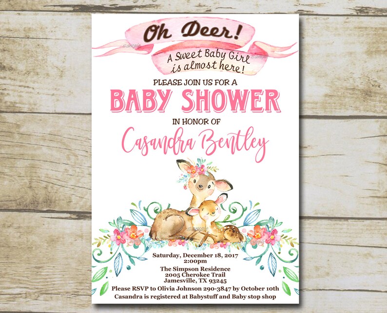 Girl Deer Baby Shower Invitation Editable Invitation Etsy