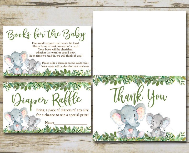 Greenery Elephant Baby Shower Invitation kit Green Boy Etsy