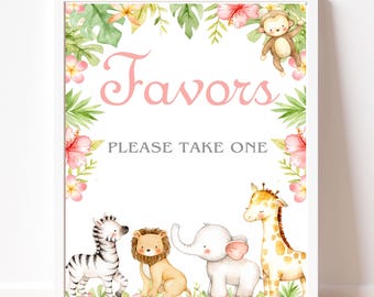 Safari Baby shower Favors Sign, Favor Station Table Sign, Jungle Animals favors Sign, Printable INSTANT DOWNLOAD Matches invitation # P122