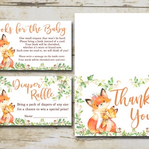 Fox Baby Shower Invitation Set, Editable Invitation Template, Greenery ...