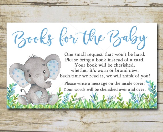 Elephant Book for Baby Shower Insert Card, Blue Boy Elephant Baby Card  Insert, Invitation Insert, Printable INSTANT DOWNLOAD P19 -  Canada
