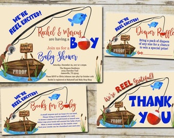 Fishing Baby Shower Invitation, Thank You Edit - Books for Baby boy little fisherman baby shower invite, Reel Excited, INSTANT DOWNLOAD P7