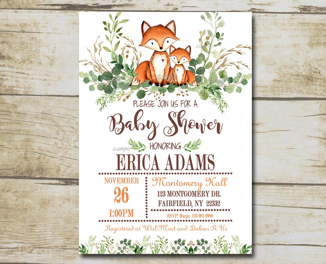Fox Baby Shower Invitation Template Editable Invite Neutral - Etsy