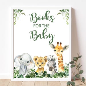 Safari Baby Shower Books for the Baby Sign, Table Sign, Jungle Baby Shower Table Sign INSTANT DOWNLOAD P155