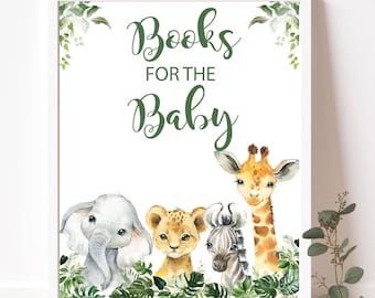 Livres Safari Baby Shower pour bébé, signe de table, signe de table de baby shower jungle TÉLÉCHARGEMENT IMMÉDIAT P155